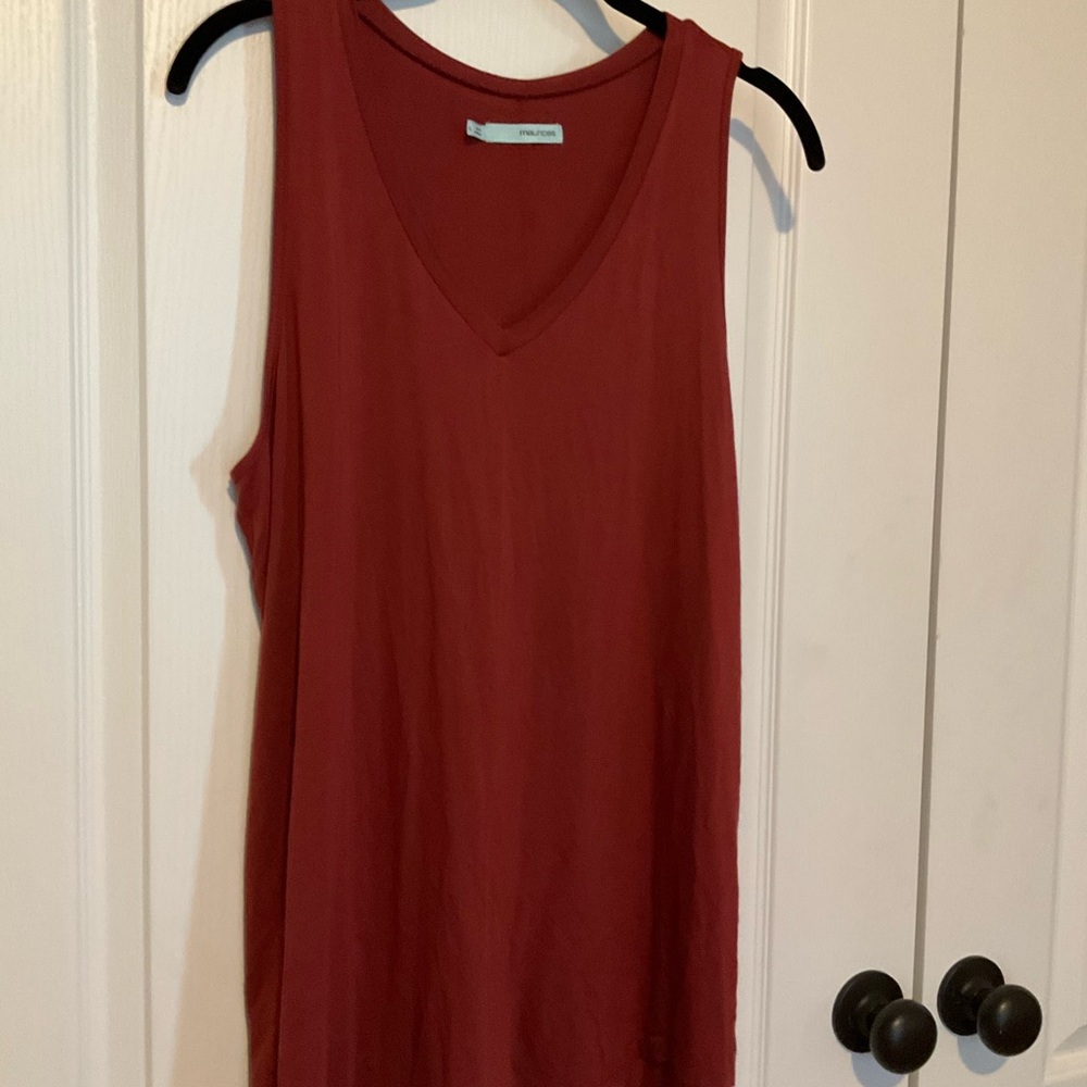 Maurices Women's V-Neck Tank Top in Rust Red